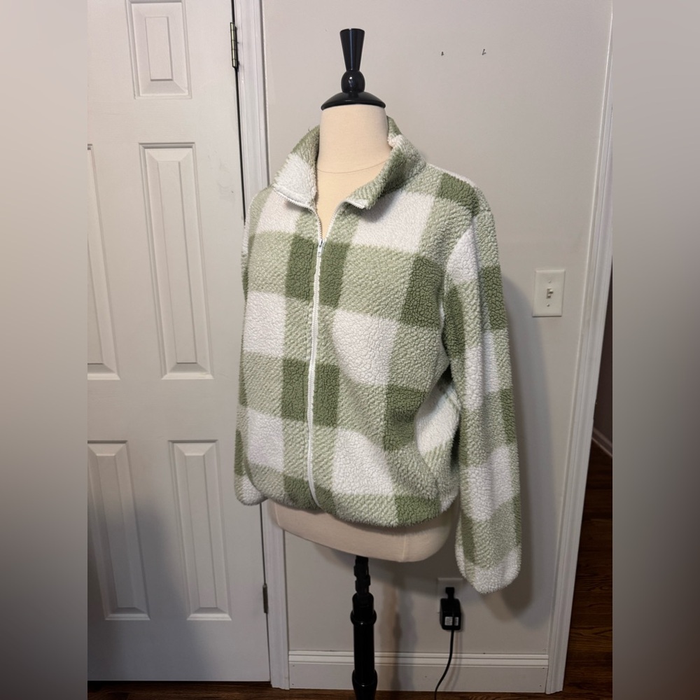 Green and White Checkered Women's Jacket